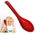 thumbnail image 2 of Asian Soup Spoons, Chinese Soup Spoons, Rice Spoons, Chinese Won Ton Soup Spoon For soba, pho, ramen, Noodle, Korean Style Large Spoon with Long Handle, Hook Style, Red and Black Plastic Spoons, 2 of 8