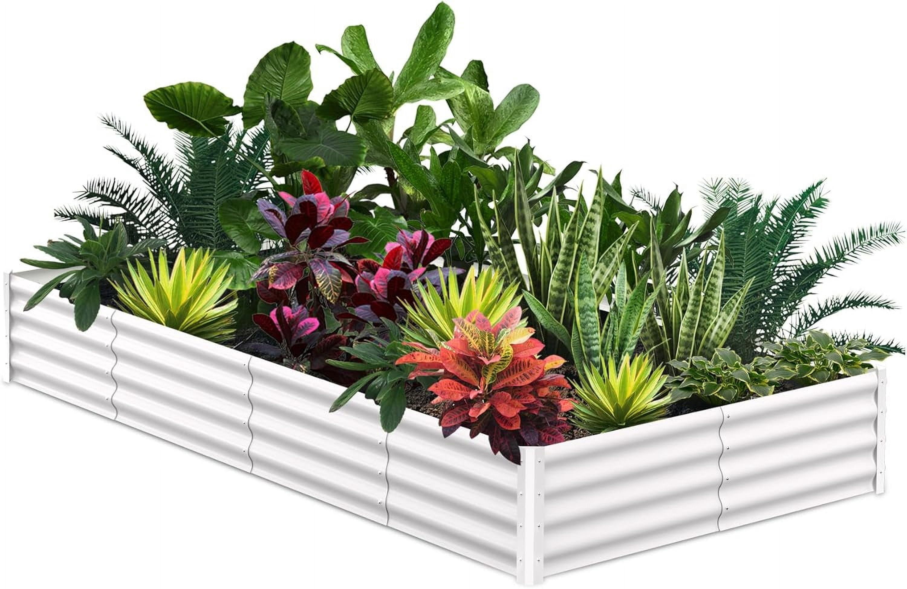 8x3x1 FT Raised Garden Bed Outdoor, Galvanized Raised Garden Bed for Gardening, Rectangular Metal Planter Box for Planting Plants Vegetables and Flower