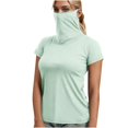 thumbnail image 3 of BiZtdJrK T-Shirts de Protection Solaire à Manches Courtes pour Femmes avec Masque Facial, Maillot Dermoprotecteur d'Extérieur, Chemise de Pêche et de Randonnée, Haut Court Décontracté d'Été, Vert, TTG, Cadeaux d'Anniversaire, 3 of 8