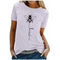 thumbnail image 1 of JIRNDf Hauts d'Été pour Femmes T-Shirts Tendance Imprimé Floral Col Rond Manches Courtes Décontracté Confortable Élégant Mignon Graphique T-Shirts pour Femmes Gris S, 1 of 5