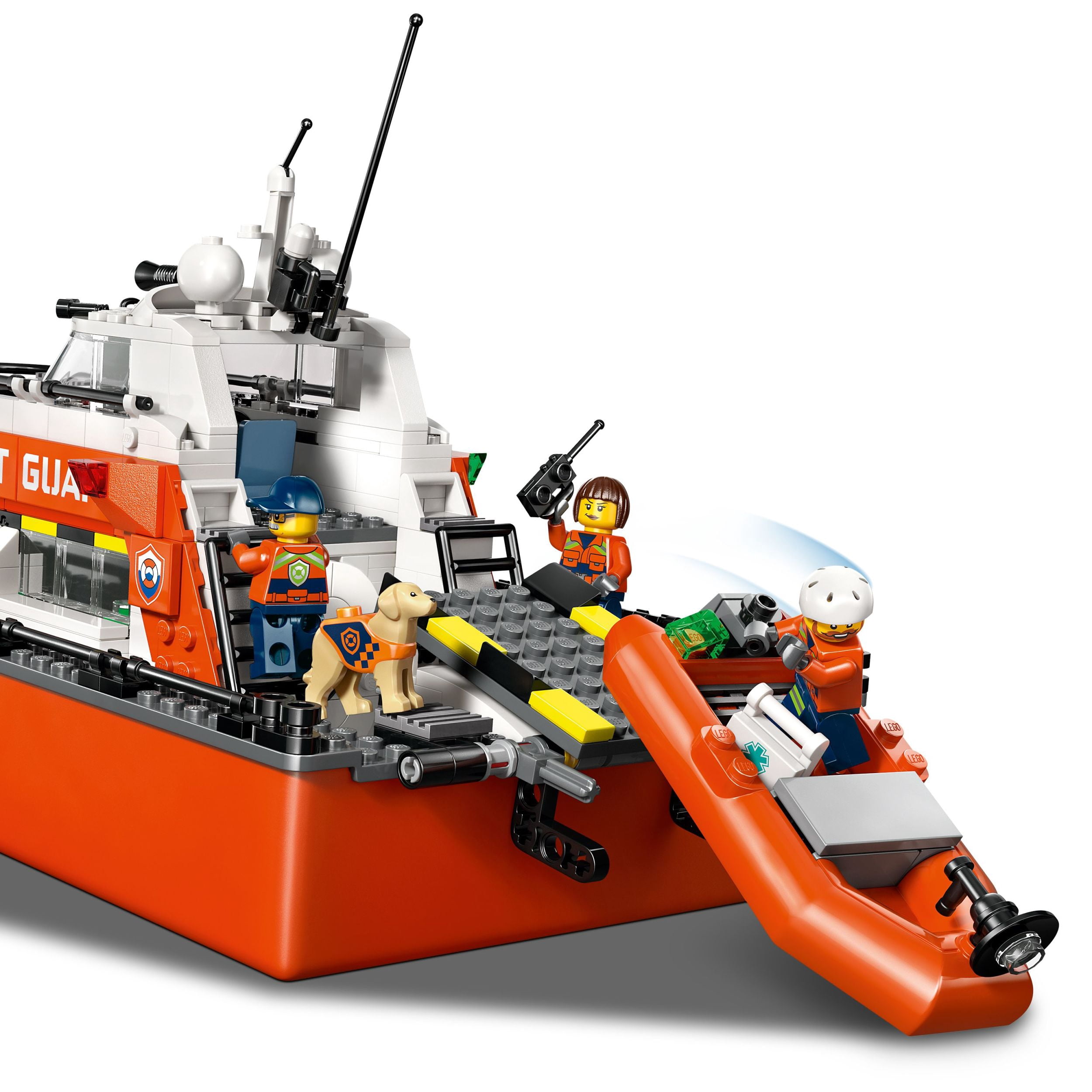 LEGO City Coast Guard Rescue Boat & Helicopter Building Toys - Kids Pretend Play Set for Boys & Girls, Ages 7+ - W/2 Rescue Boat Toys, 5 Minifigures & Dog Figure - Gift Idea for Birthdays - 60504