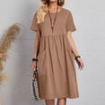 thumbnail image 1 of Gspmoly Robes d'Été pour Femmes 2025, Mode Femmes Été Décontracté Col Rond Manches Courtes Taille Haute Robe Robes Formelles pour Femmes Économies d'Été Liquidation, 1 of 6