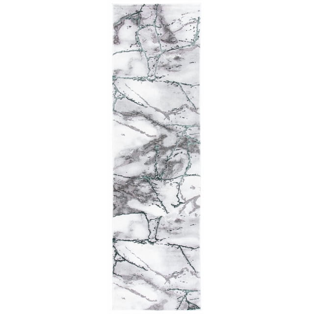SAFAVIEH Tapis Artisanal Paul en Marbre Abstrait de Forme Rectangulaire avec Motif de Marbre Abstrait en Gris et Petites Lignes Sarcelle, Fabriqué à Partir de Fils Synthétiques Doux pour la Durabilité et le Confort, Souvent Utilisé comme Tapis d'Accent Stylé dans les Intérieurs Contemporains.
