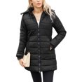 thumbnail image 1 of Innerwin Hooded Coats Solid Color Women Down Winter Long Sleeve Lightweight Puffer Jacket Black L, 1 of 7