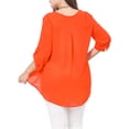 thumbnail image 3 of GRACE & GRANDEUR Blouse à Encolure en V Fendue à Manches 3/4 pour Femmes Grande Taille, 3 of 7