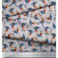 thumbnail image 2 of Soimoi Cotton Poplin Fabric Text,Rugby Ball & Bird Cartoon Print Fabric by Yard 56 Inch Wide, 2 of 3