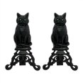 thumbnail image 1 of Uniflame Andirons en Fonte Noire avec Yeux en Verre Réfléchissants, 1 of 1