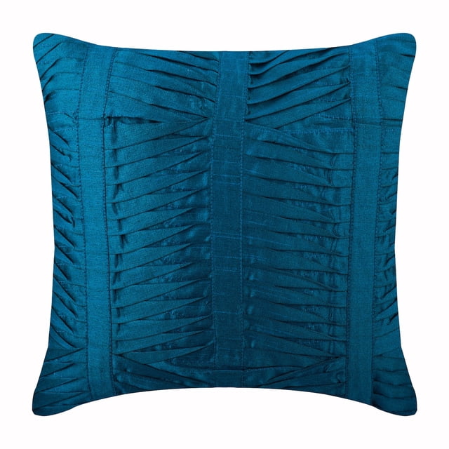 Pillow Case Custom, Blue Shams, Textured Pintucks Pillow Sham, 24x24 inch (60x60 cm) Pillow Shams, Square Silk Pillow Sham, Modern Pillow Shams, Solid Color Pattern - Royal Blue Crest