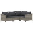 thumbnail image 3 of vidaXL 5 Piece Garden Lounge Set with Cushions Grey Poly Rattan, 3 of 5