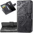 thumbnail image 1 of Case Premium PU Leather Flip Wallet Case Butterfly Embossed Full Body Protection Flip Stand Card Holder Magnetic Cover for Samsung A21S(Black), 1 of 6