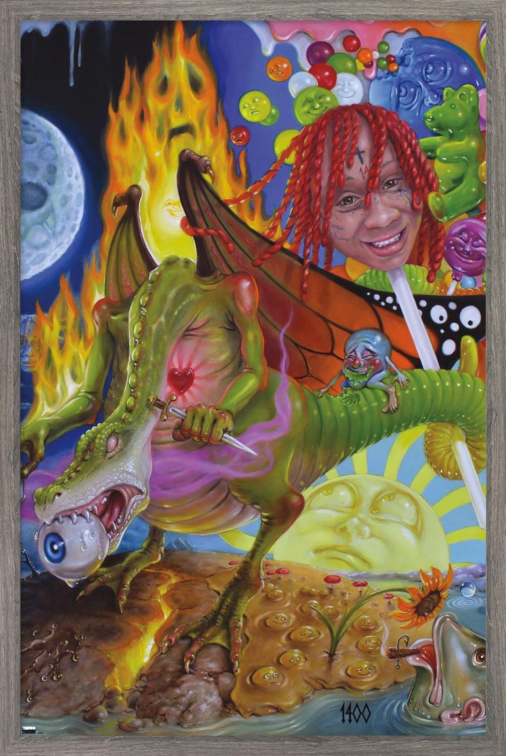 Trippie Redd - Trip at Knight Album Cover Wall Poster with Magnetic Frame, 22.375" x 34"