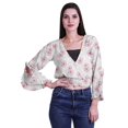 thumbnail image 1 of Moomaya Printed Womens Crop Top Wrap Style Top Wear Ruffle Long Sleeve Casual Summer Blouse, 1 of 5