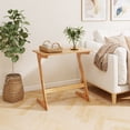 thumbnail image 2 of Costway 2 PCS Bamboo Sofa Side Table Z-Shaped Spacious Tabletop Space-Saving TV Snack Tray Natural, 2 of 10