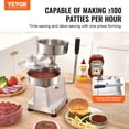 thumbnail image 2 of VEVOR Presse Commerciale pour Galettes de Burger, Presse à Galettes de Hamburger et de Bœuf 150 Mm/6 Pouces, Bol en Acier Inoxydable de Qualité Alimentaire Robuste pour Burger, Processeur de Formation de Viande de Cuisine avec 1000 Papiers pour Galettes, 2 of 9