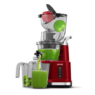 SiFENE 200W Cold Press Juicer Machines, Big Mouth 83mm Opening Whole Slow Masticating Juicer, High Yield, Red