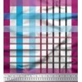 thumbnail image 1 of Soimoi Blue Crepe Silk Fabric Window Pane Check Print Fabric by the Yard 42 Inch Wide, 1 of 4