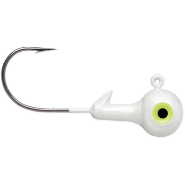 VMC Tête plombée Hard Ball 1/4 blanche, acier haute teneur en carbone premium, finition nickel noir