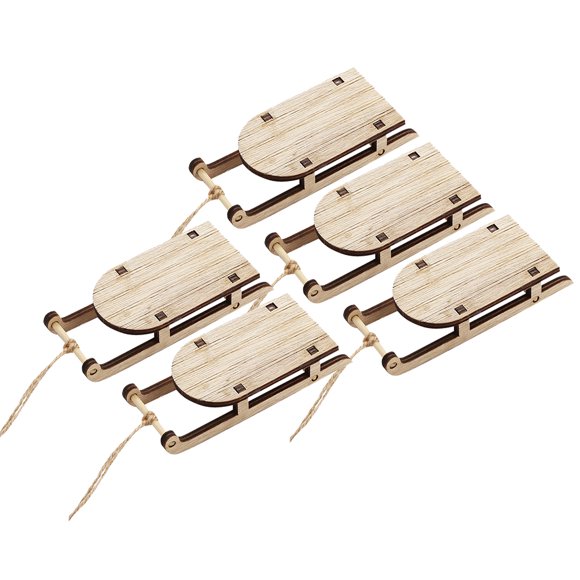 Shisuyan 5pcs Mini Sleighs Miniature Wooden Mini Sleighs Kit Tabletop Wood Sleighs