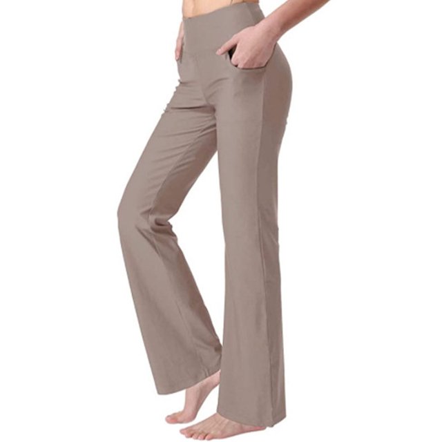 Innerwin Pantalons Harem Taille Haute pour Femmes Pantalons de Course Jambes Larges Extensibles Kaki 3TG