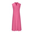 thumbnail image 4 of Amzcrzy Robes pour Femmes Couleur Unie Sans Manches Robes de Printemps Col en V à Boutons Robe d'Été Confortable Robe en Coton et Lin Tendance Col Rabattu Robes Maxi, 4 of 6