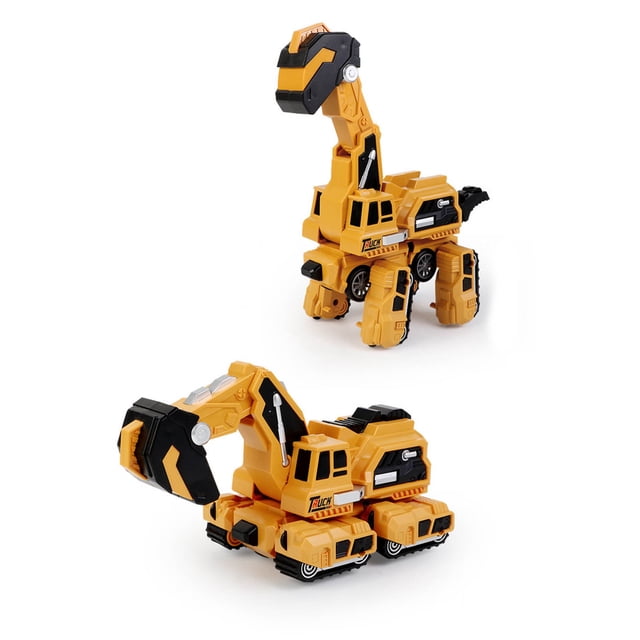 ZZkhGO Deformation Car Dinosaur Toy, Removable Brachiosaurus Model Collision Inertial Excavator, Automatic Transforming Vehicle for Kids Gift
