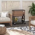 thumbnail image 2 of Outsunny Patio Cooler Cart, 60qt Outdoor Cooler with Locking Wheels, Brown, 2 of 10