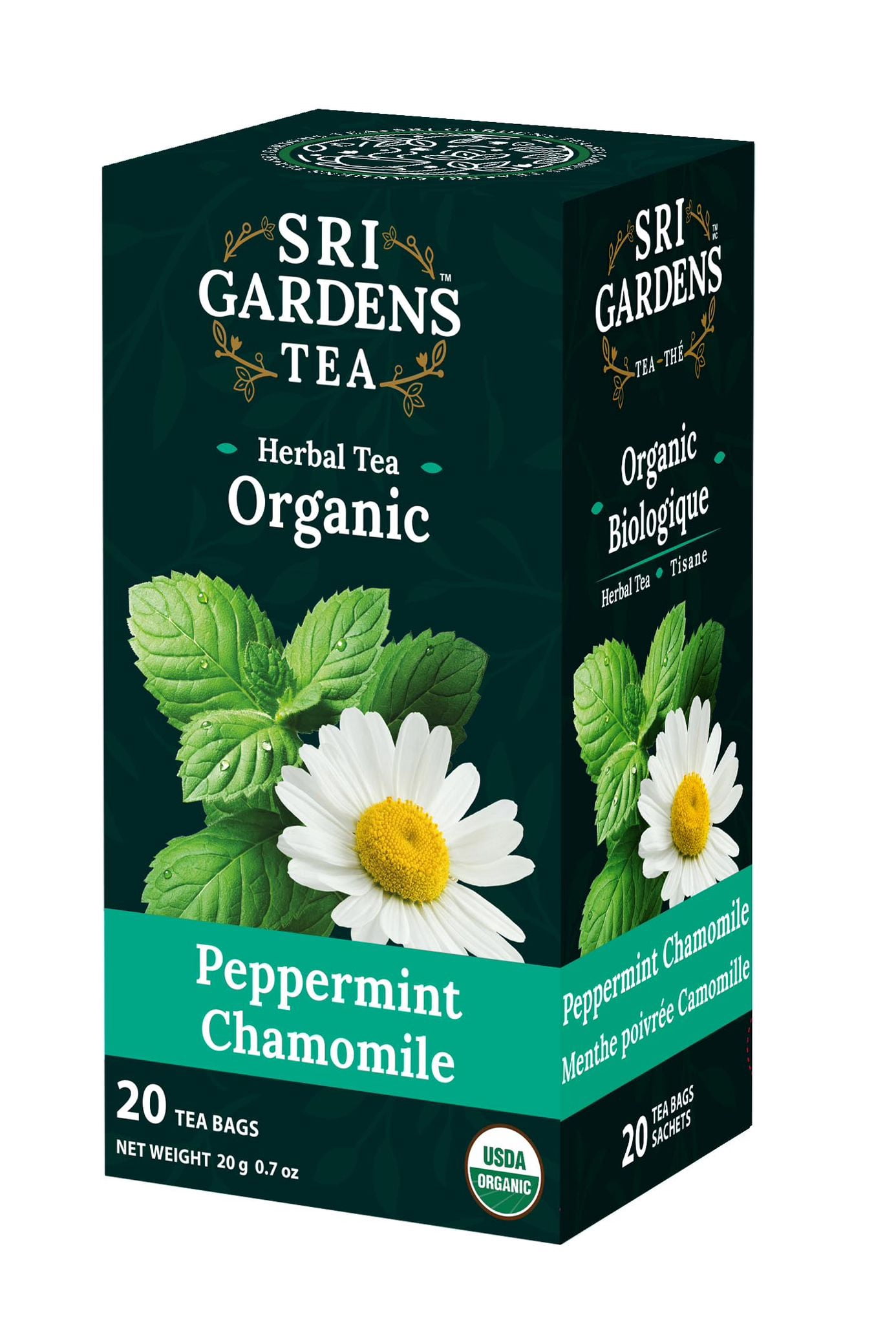 Sri Gardens Tea Organic Peppermint Chamomile, 20 Tea Bags