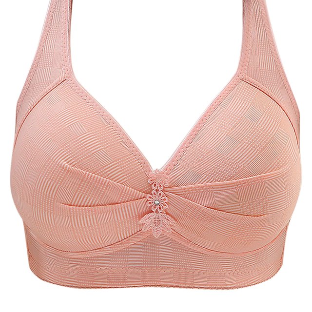 Birdeem Womens Non Steel Ring Style Printed Gathered Middle Button Breathable Underwear Daily Bra