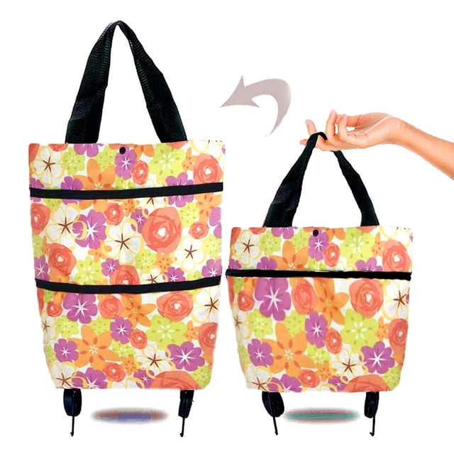 Sac à Roues de Magasinage Portable Sac de Traction Sac à Roulettes Télescopique Sac de Magasinage de Supermarché Chariot de Magasinage Sac à Dos Pliable