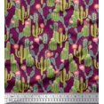 thumbnail image 1 of Soimoi Pink Polyester Crepe Fabric Flower & Cactus Tree Print Sewing Fabric BTY 42 Inch Wide, 1 of 3