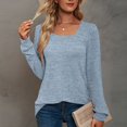 thumbnail image 2 of CHUANK Chemise Longue Cache-Ventre Fluide à Col Rond Unie à Manches Longues Hauts Grande Taille pour Femmes Chic Tunique Confortable à Porter avec des Leggings Bleu TTG, 2 of 5