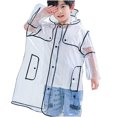 thumbnail image 4 of Sentmoon Raincoat for Girls with Hood Long Sleeve Lightweight Rain Jacket Girls Solid Color Outdoor Waterproof Button Down Ponchos for Outdoor Activities L, 4 of 4