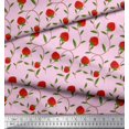 thumbnail image 2 of Soimoi Poly Georgette Fabric Leaves & Strawberry Fruits Printed Fabric 1 Yard 42 Inch Wide, 2 of 3