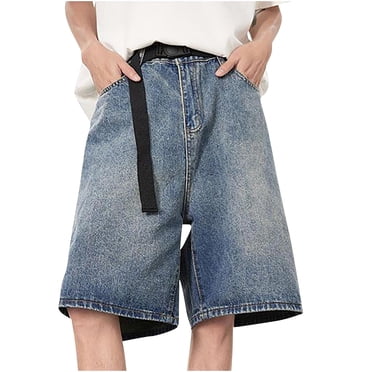 Gspmoly Shorts pour Hommes, Shorts d'Été Décontractés et Confortables pour Hommes avec Poches en Denim, Shorts de Golf, Cadeaux de Vacances Bleu m
