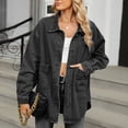 thumbnail image 2 of Pisexur Veste Femme Coupe-Vent Trench Manteaux Vestes d'Automne Mode Femme Couleur Col à Revers Style Amincissant Manche Veste en Denim, 2 of 5