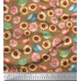 thumbnail image 1 of Soimoi Polyester Crepe Fabric Bird & Anemone Floral Print Sewing Fabric Yard 52 Inch Wide, 1 of 3