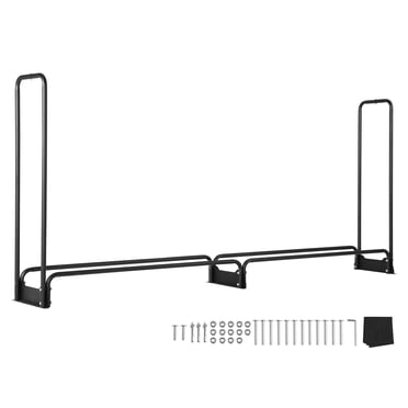 KFFKFF Support de Bois de Chauffage Extérieur de 8,5 Pi avec Housse, 102 X 14,2 X 46,1 Po, Support de Bois de Chauffage Robuste et Housse Imperméable en Oxford 600D pour Foyer, Patio, Étagère de Rangement pour Bûches Intérieure/extérieure pour 1/2 Cordon de Bois de Chauffage