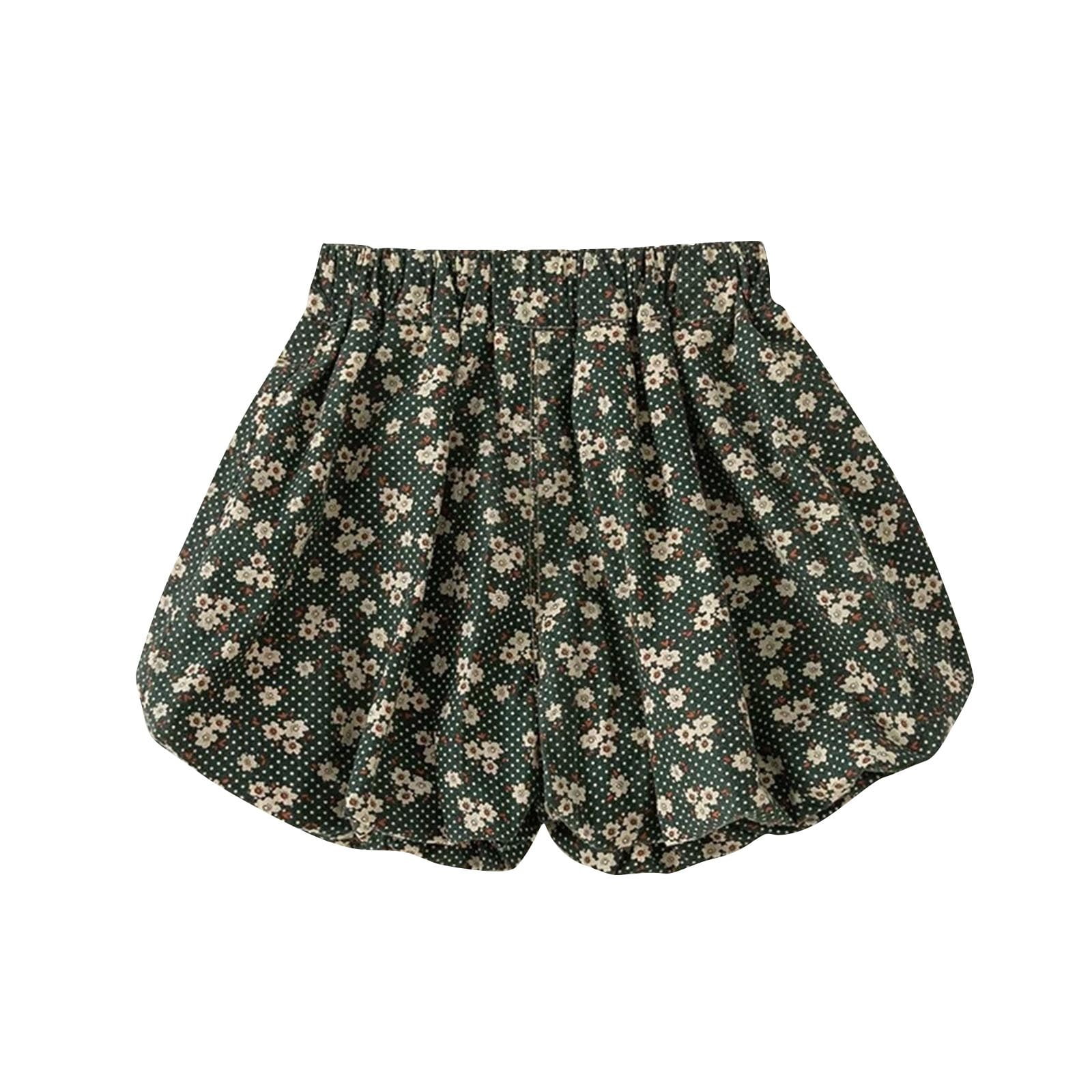 Voaveke Girls Shorts,shorts For Girls,girls' Flower Bud Shorts With Polka Print Summer Style Baby Girl Shorts Casual Comfortable Solid Color Lantern P