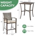thumbnail image 2 of Patiojoy 3-Piece Patio Rattan Furniture Set Outdoor Bistro Set Cushioned Chairs & Table Set Brown, 2 of 5