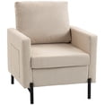 thumbnail image 1 of HOMCOM Accent Chair Modern Upholstered Armchair w/ Side Pockets, Beige, 1 of 10