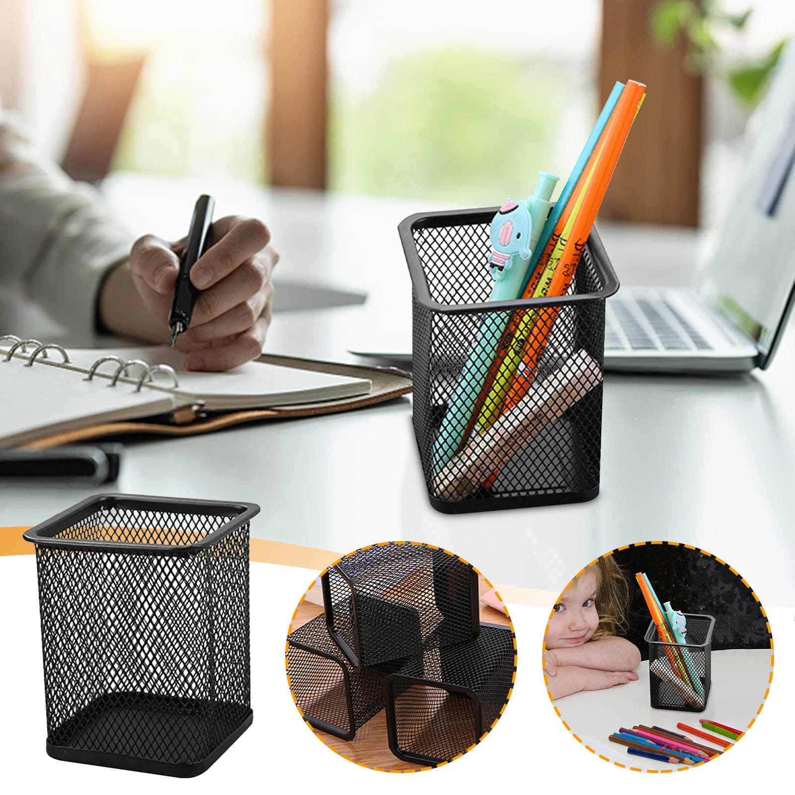 pstuiky Metal Mesh Pen Holder | Desk Organizer for Office Supplies | Small Desktop Storage Bucket | Durable and Stylish Design | 3.1 By 3.7 Inches