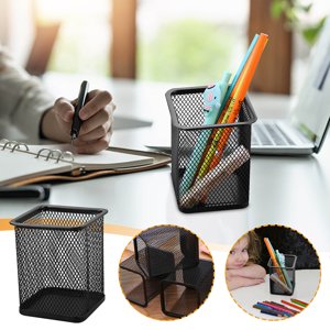 Pstuiky Support de stylo en métal Mesh , Organisateur de bureau pour les fournitures de bureau , petit bureau de stockage Bucket , Durable et élégant Design , 3.1 Par 3.7 Pouces