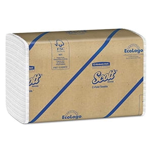 Scott C Fold Paper Towels (01510) with Fast-Drying Absorbency Pockets, 12 Packs/Case, 200 C Fold Towels/Pack