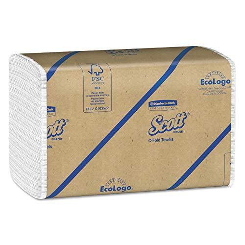 Scott C Fold Paper Towels (01510) with Fast-Drying Absorbency Pockets, 12 Packs/Case, 200 C Fold Towels/Pack