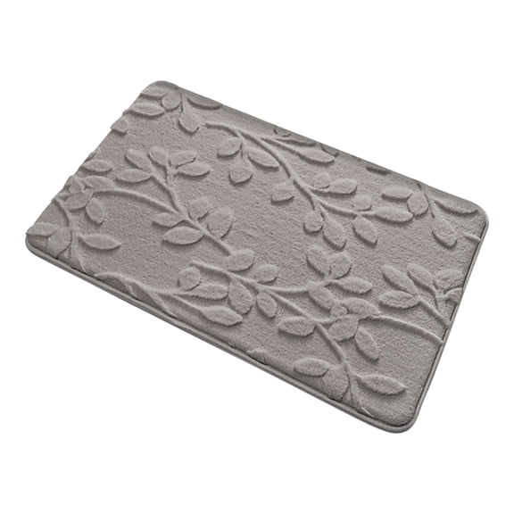 yulier Bathroom Rugs, Soft Absorbent Bath Mats, Solid Color Floral Leaf Bath Rug, Bathroom Floor Mat Door Mat, Quick Dry Bath Mats for Tub, Shower - Machine Washable, 16"x24", Gray