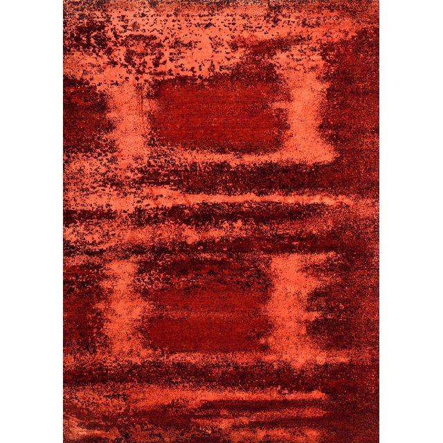 Ahgly Company Indoor Rectangle Mid-Century Modern Red Oriental Area Rugs, 6' x 9'
