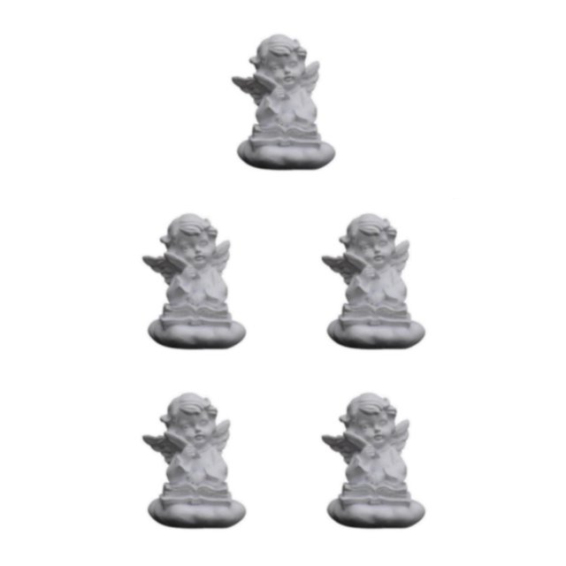 Baohd Gracieuse Résine Fille Ange Figurine Statue Décoratif Bureau Accent Écriture Pensée 5Set