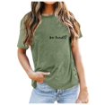 thumbnail image 1 of LUOGENLI T-shirts pour Femme pour Femmes Dames Mode Décontractée Couleur Unie Col Rond T-Shirt à Lettres Imprimées Manches Courtes Haut T-shirts pour Femmes T-Shirt Graphique Fête de la Saint-Patrick Vert G, 1 of 5