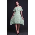 thumbnail image 3 of Bimba Green Floral Print Flutter Sleeve Womens Party Tunic Cold Shoulder Midi Dress - X-Small, 3 of 6