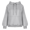 thumbnail image 4 of MeetoTime Women's Hooded Sweatshirt Fall Basic Long Sleeve Solid Color Hoodie Pullover with Pocket, 4 of 6